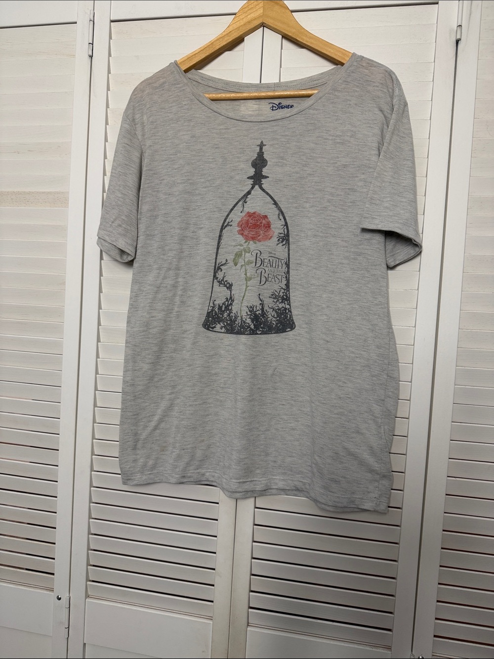 Disney Grey Short-Sleeve Beauty and the Beast Rose Tee